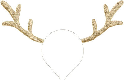 Partydeco haarband kerst goud - gewei - decoratie - haardecoratie - kersthoed - glitter - christmas - xmas