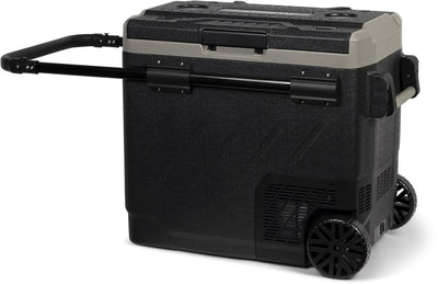 Steamy-e dual zone roller electric compressor cool box on wheels - dual zone - 58 liters - 12v and 230v - for car and camping - black