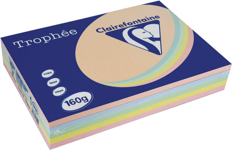 Clairefontaine - trophée pastel - a4 - colores surtidos - 160 gramos - 5 x 50 hojas