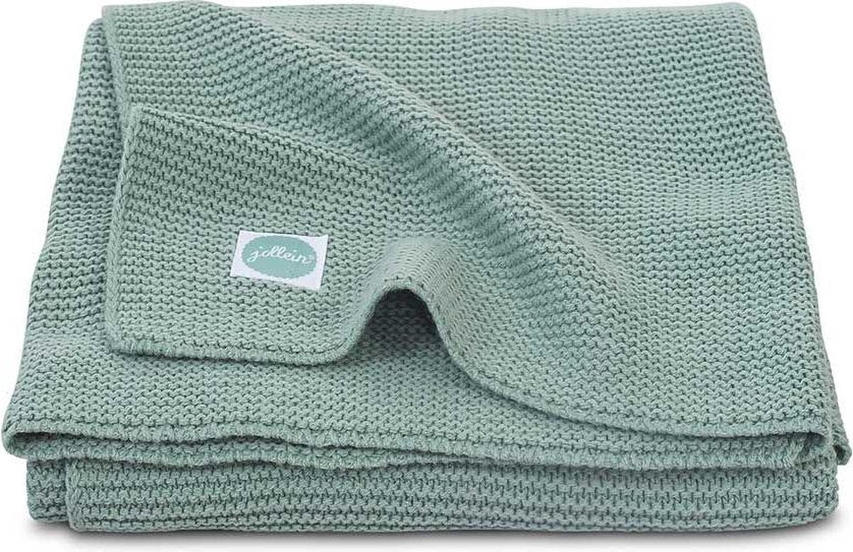 Coperta per culla Jollein 100x150 cm - maglia basic - verde foresta