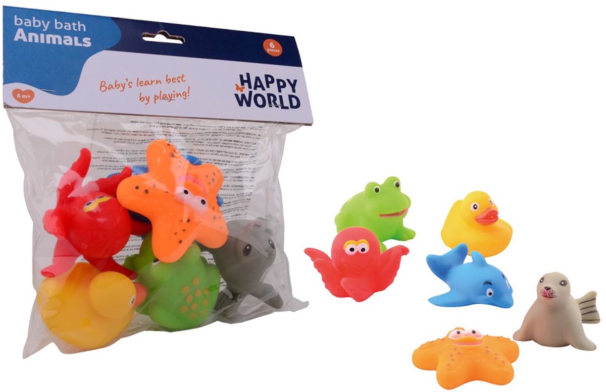 Johntoy Happy World Bath Toys, 6dlg.