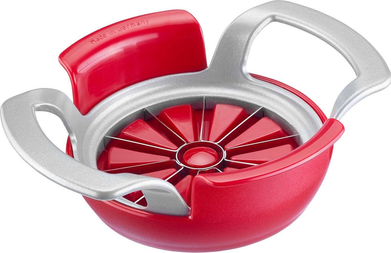 Cortador de peras y manzanas Westmark con cuenco para cortar, aluminio, acero inoxidable, plástico, divisorex-spezial, rojo plateado, 51112260
