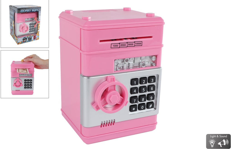Caja fuerte con código secreto rosa, 19,5 cm