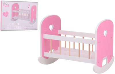 Johntoy wooden doll cradle baby rose rocking cradle toy bed.