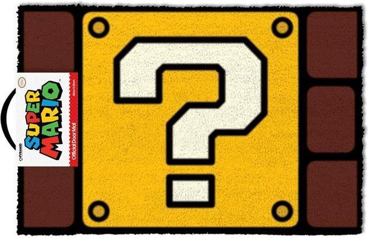 Bloque de signo de interrogación de Nintendo super mario - felpudo