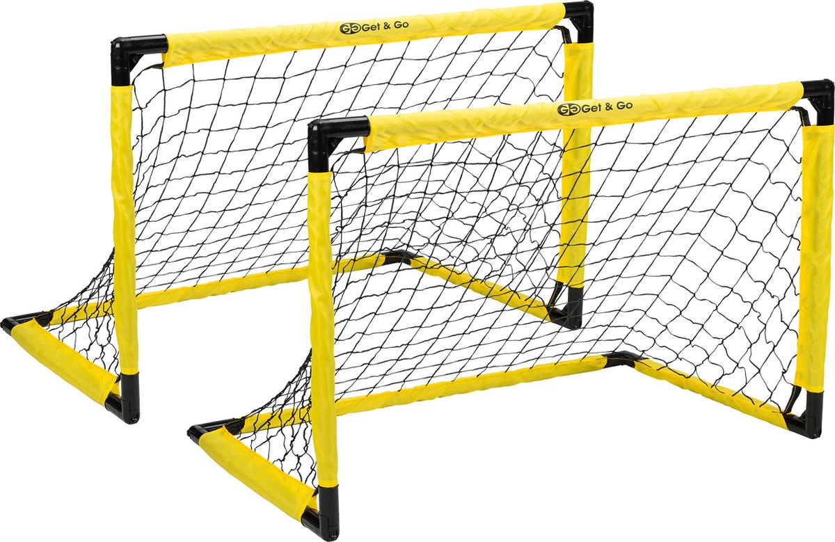 Porta da calcio pieghevole Get Go set da 2 - 91x61x61 cm - porta da calcio per bambini - nero giallo