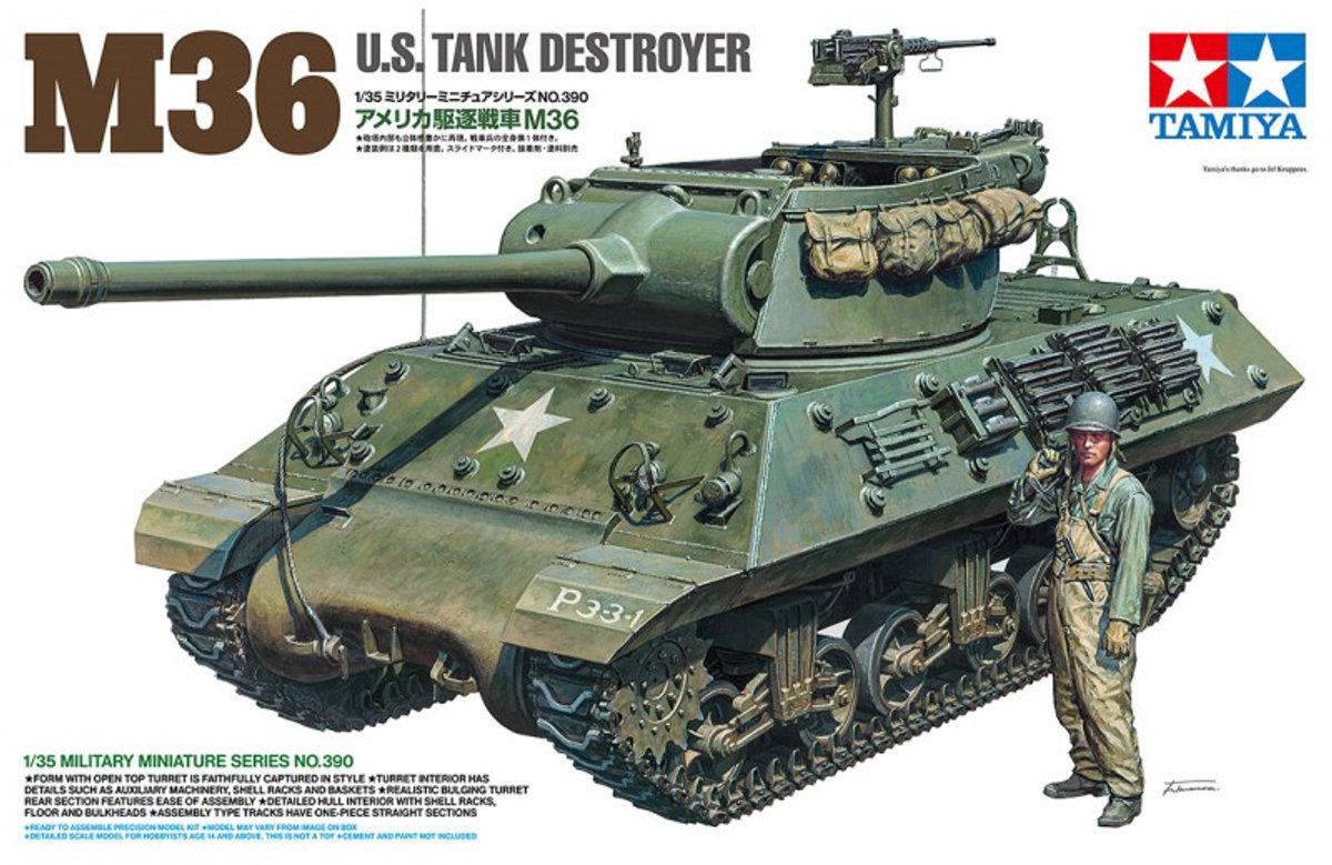 Tamiya m36 jackson - american tank destroyer wwii - model kit 35390