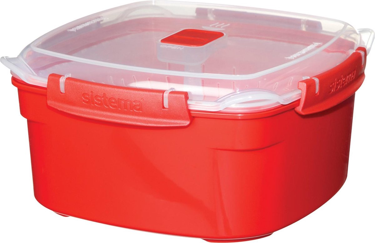 Contenitore per microonde Sistema microonde - vaporiera microonde - con coperchio - rosso - 3,2l