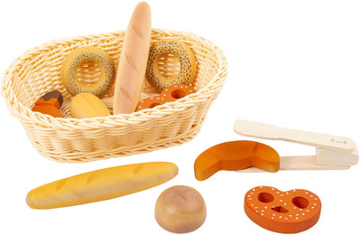 Cesto di pane in plastica a piede con pane di giochi, 12dlg.
