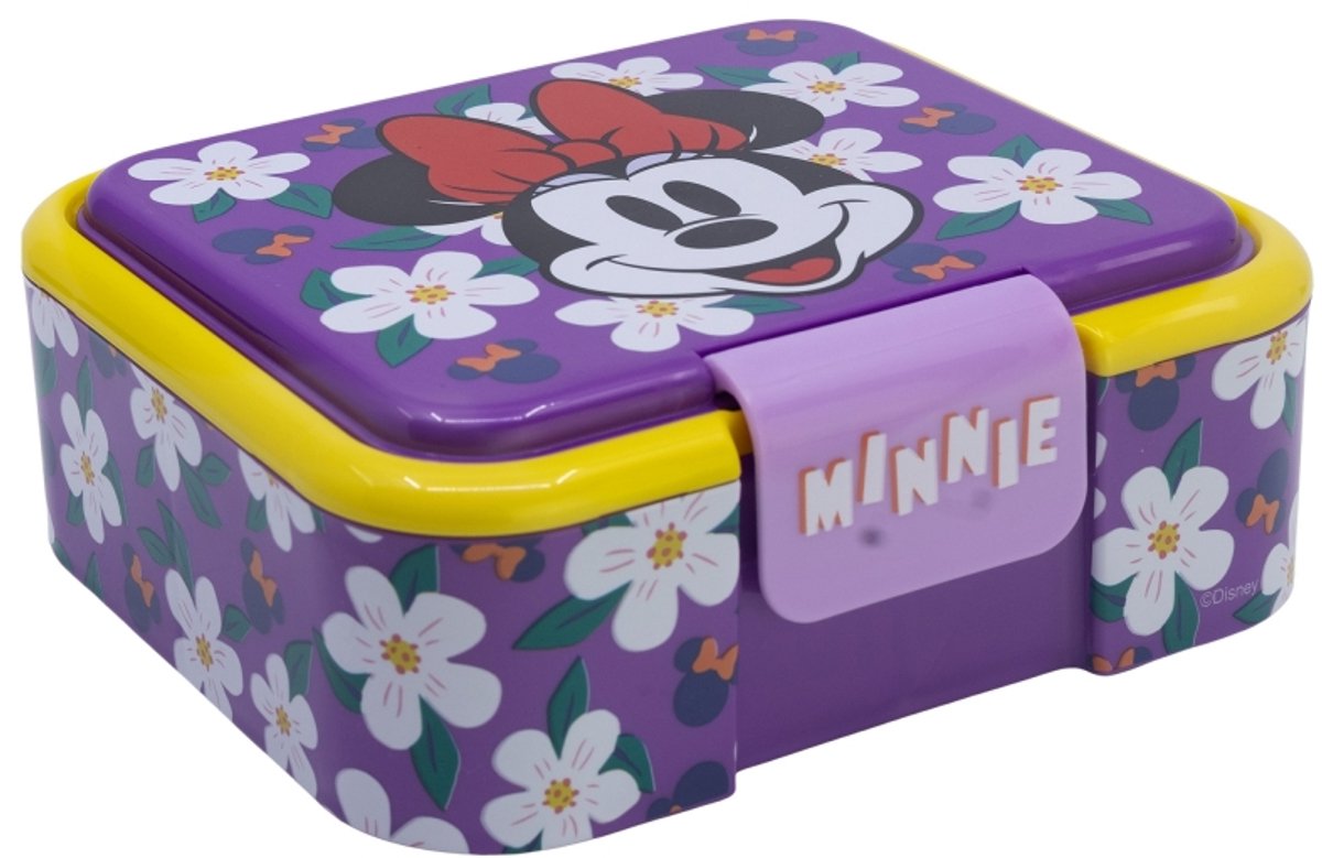 Stor s.l. Portapranzo Minnie Mouse per bambini - Portapranzo a 3 scomparti - 900 ml - Senza BPA - robusto e a prova di perdite - Design Disney