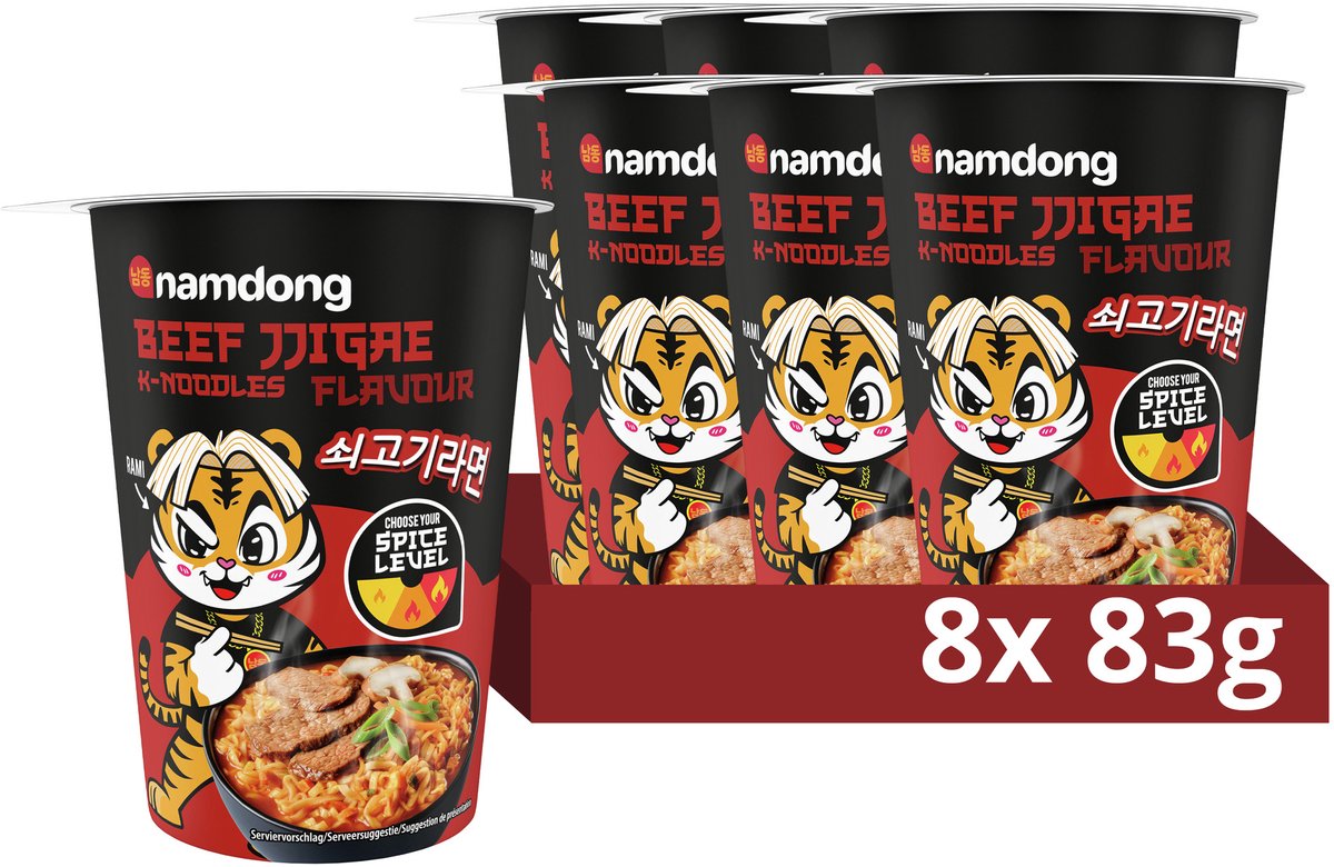 Snack Namdong - jjigae de ternera - fideos instantáneos con sabor a ternera al estilo coreano - 8 x 83 gr