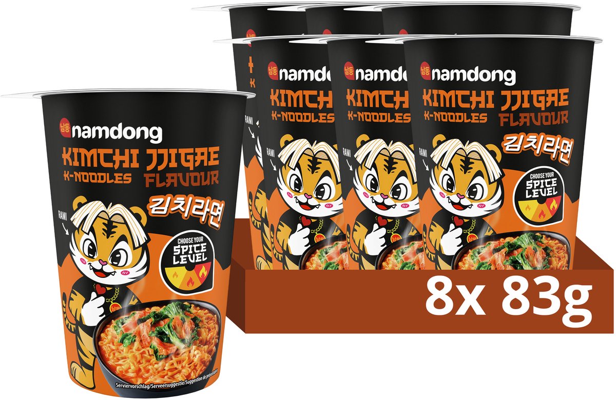 Snack Namdong - kimchi jjigae - fideos instantáneos con sabor a kimchi coreano - 8 x 83 g