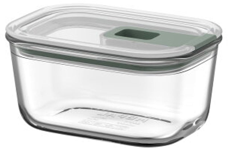 Recipiente para alimentos de vidrio Mepal easyclip - 450 ml - Recipiente para alimentos de vidrio con cierre deslizante - Apto para microondas. horno (de vapor). frigorífico y congelador - salvia nórdica