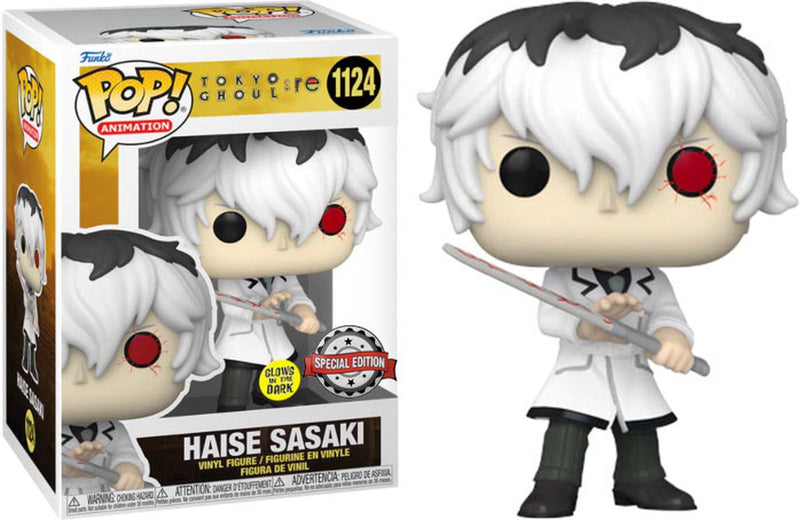 ¡Funko pop! anime: tokyo ghoul - haise sasaki # 1124 brilla en la oscuridad