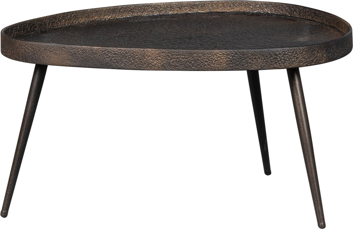 Mesas auxiliares de madera cruda - zinc - bronce antiguo - 39x71x52