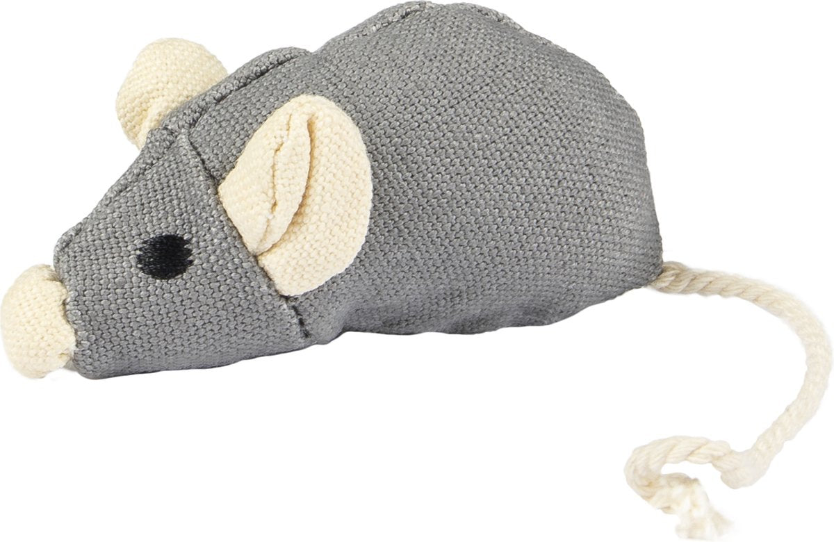 Ratón divertido natural Flamingo - juguete para gatos - 17 cm gris beige