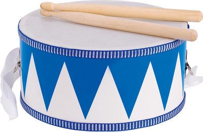 Drum di legno Goki con bastoncini blu bianco