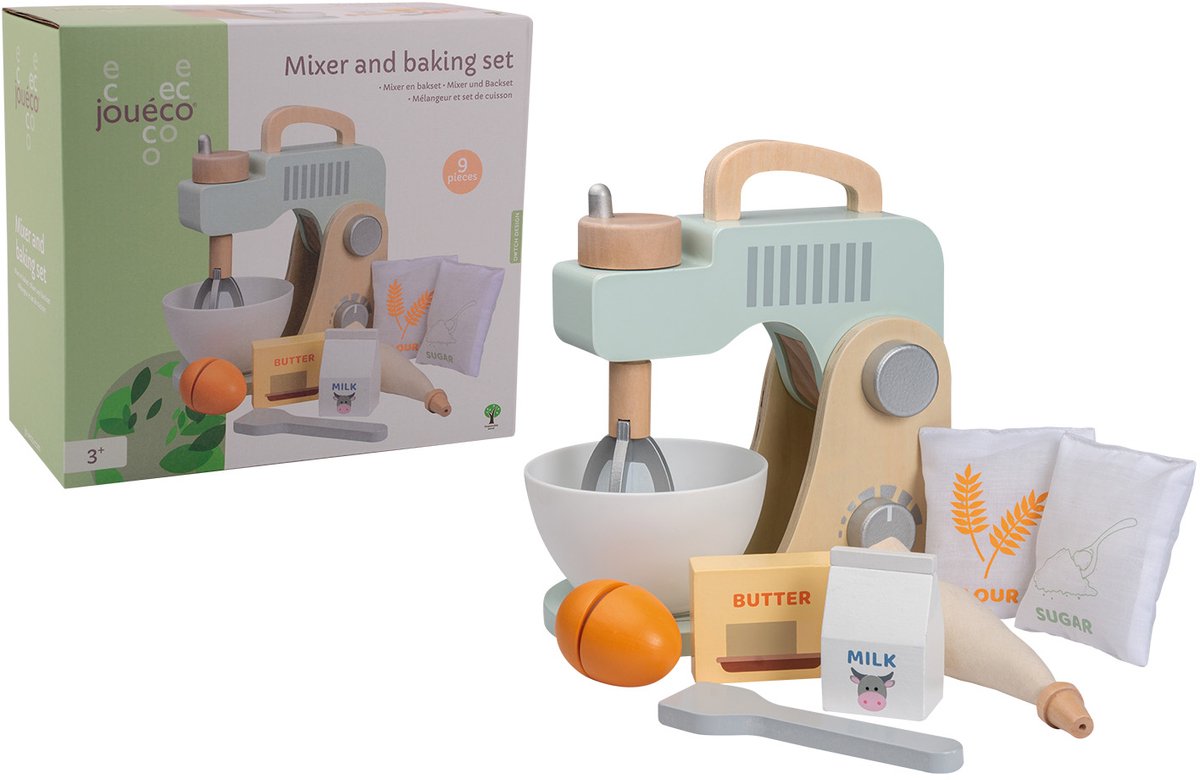 Jouéco mixer en bakset speelgoedkeukenmachine - 10-delig duurzaam