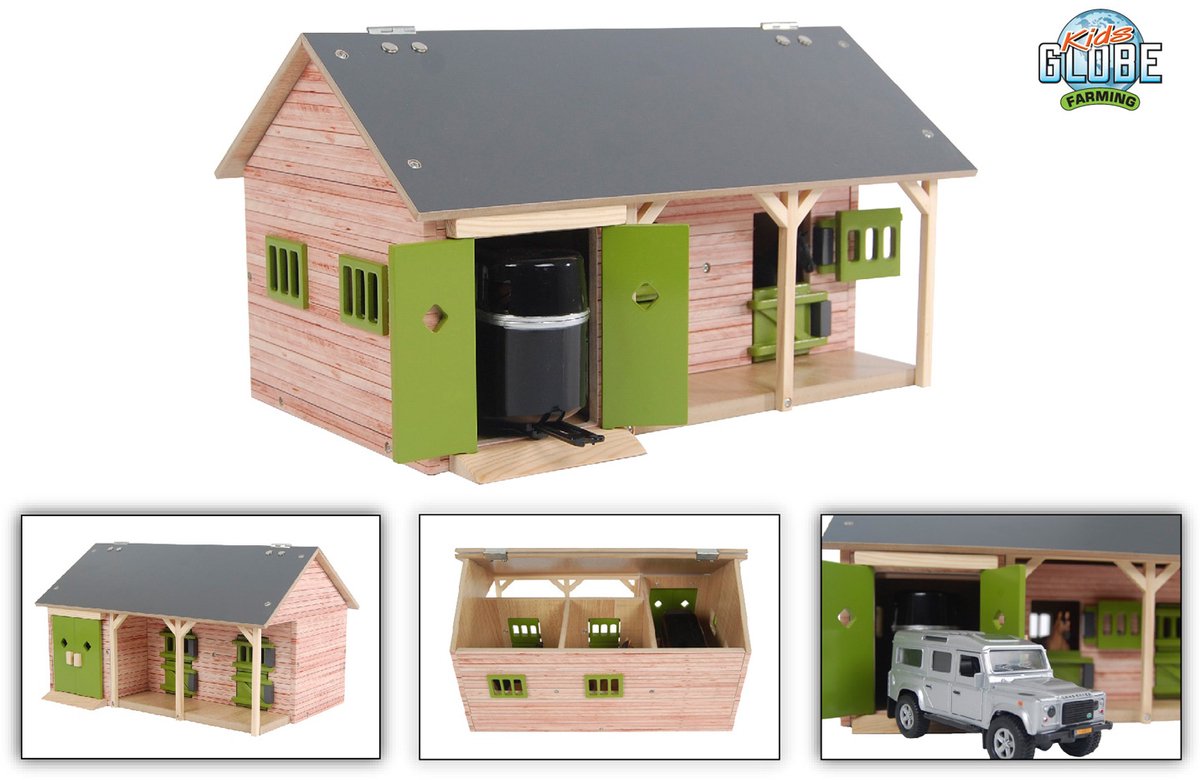 Kids Globe Globe Horse Stable con 2 scatole e archiviazione 1:32