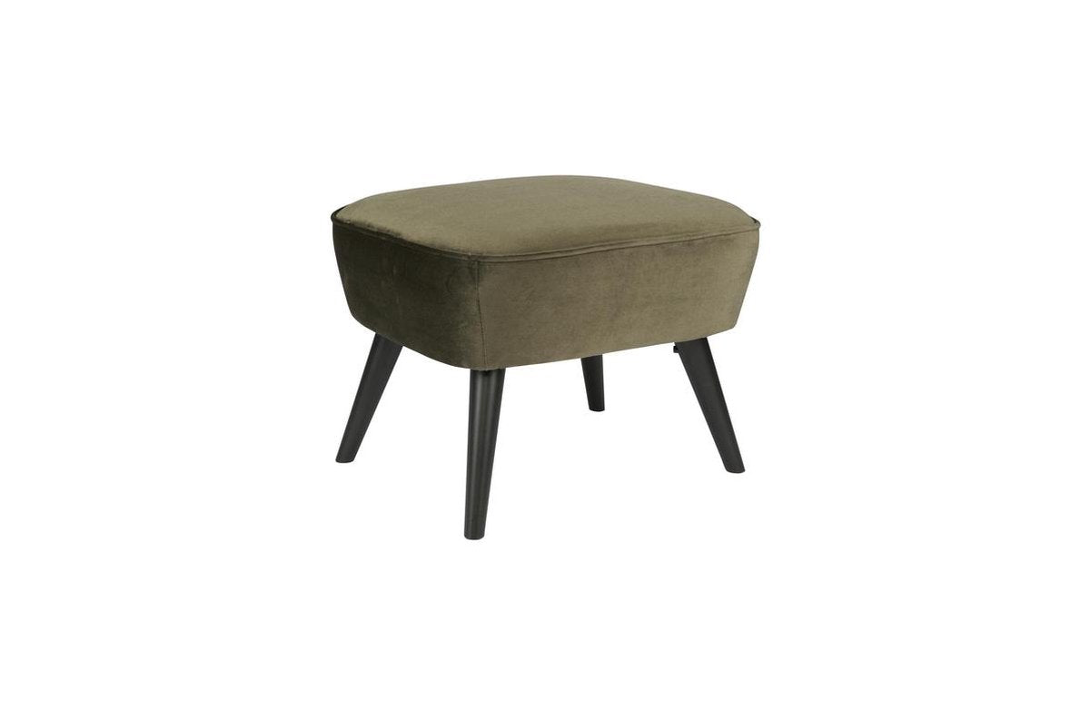 Woood sara hocker op poten - velvet - warm groen - 41x56x36