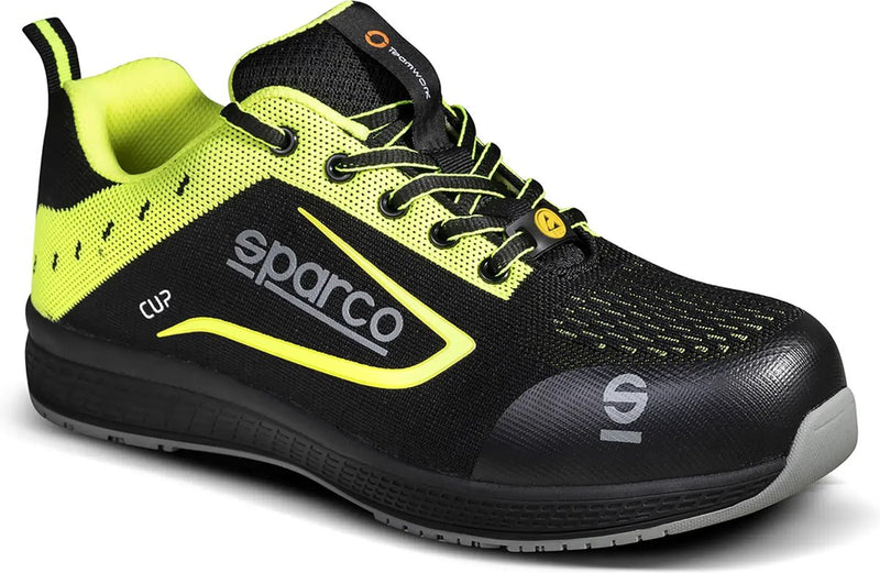 Sparco cup nurburg – lichtgewicht s1p veiligheidsschoen met ademend jacquard en sportieve stijl - zwart 46