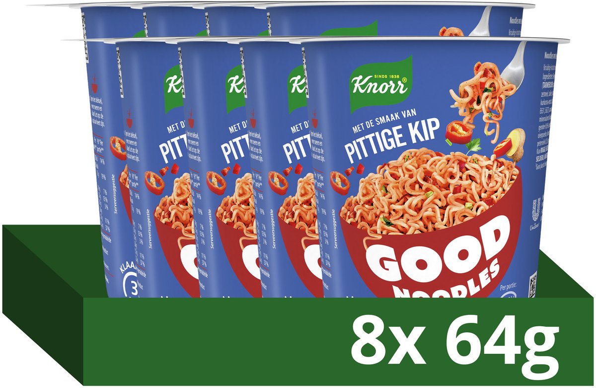 Fideos buenos Knorr - pollo picante - listos en 3 minutos - 8 x 64 g