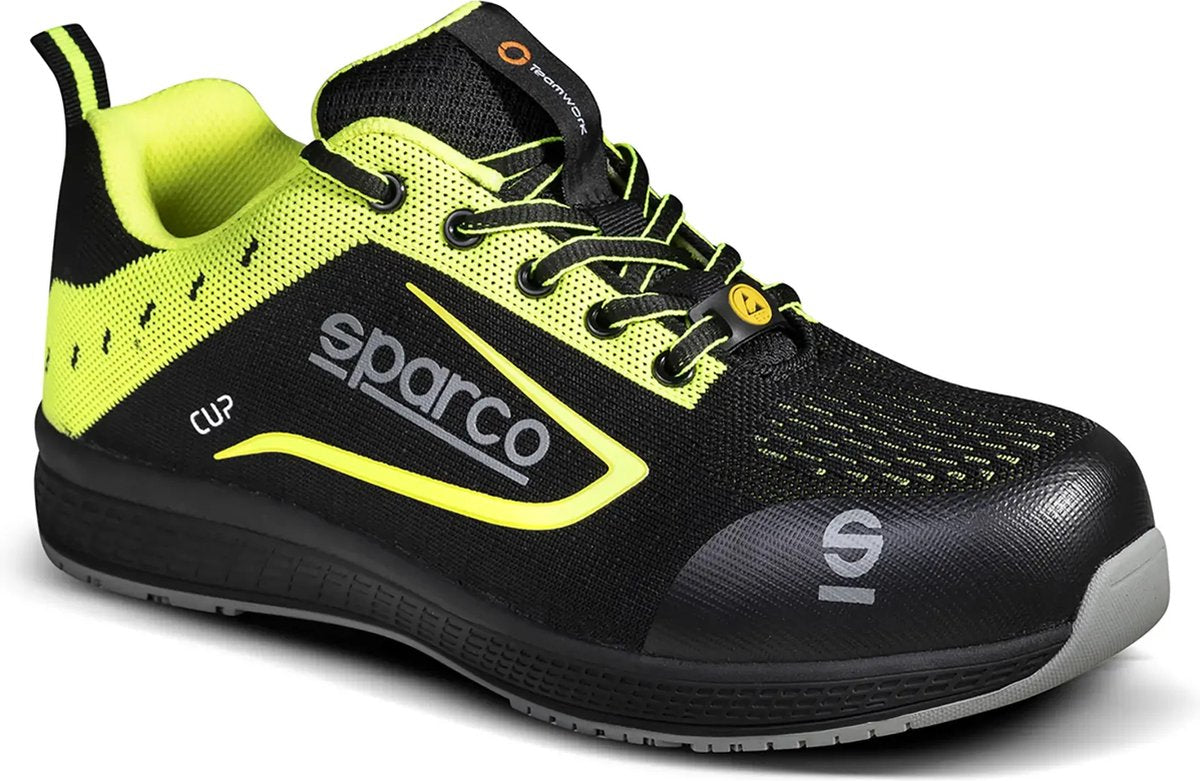 Sparco Cup Nurburg - scarpa antinfortunistica leggera S1P con jacquard traspirante e stile sportivo - nera 39