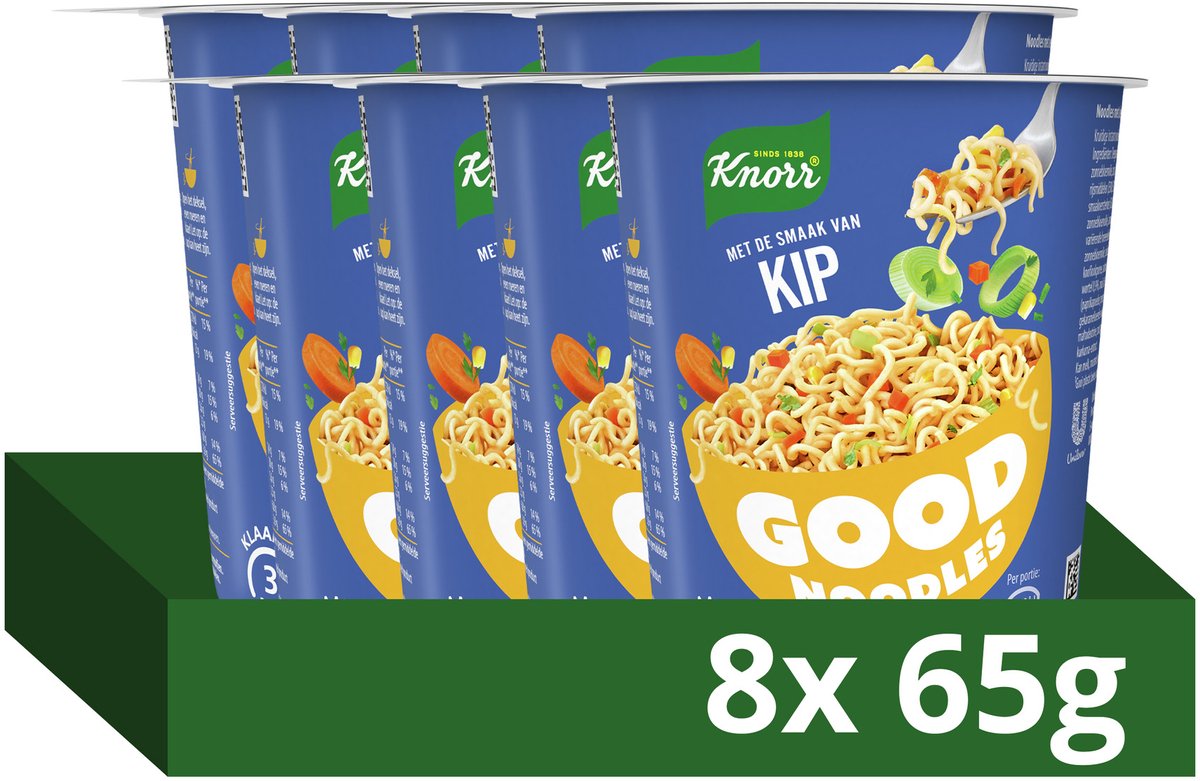 Knorr Good Noodles - Pollo - Pronti in 3 Minuti - 8 x 65 g
