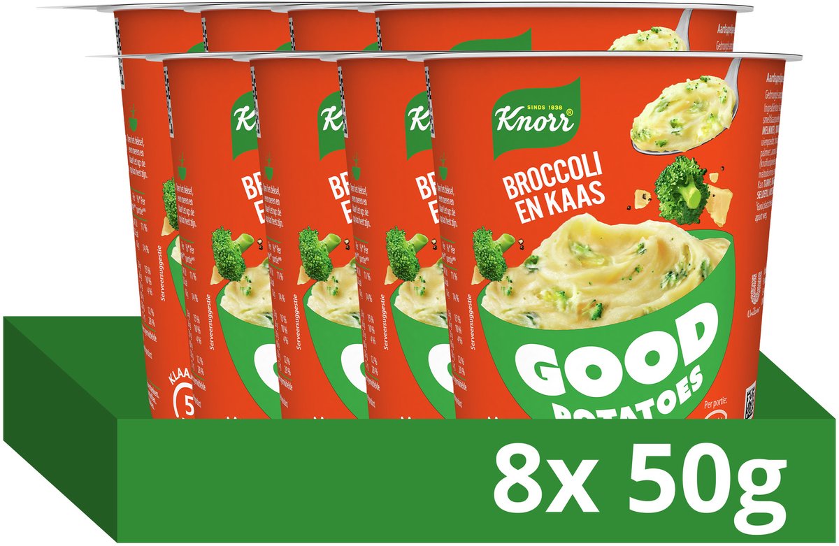 Patate buone Knorr - broccoli e formaggio - pronte in 5 minuti - 8 x 50 g
