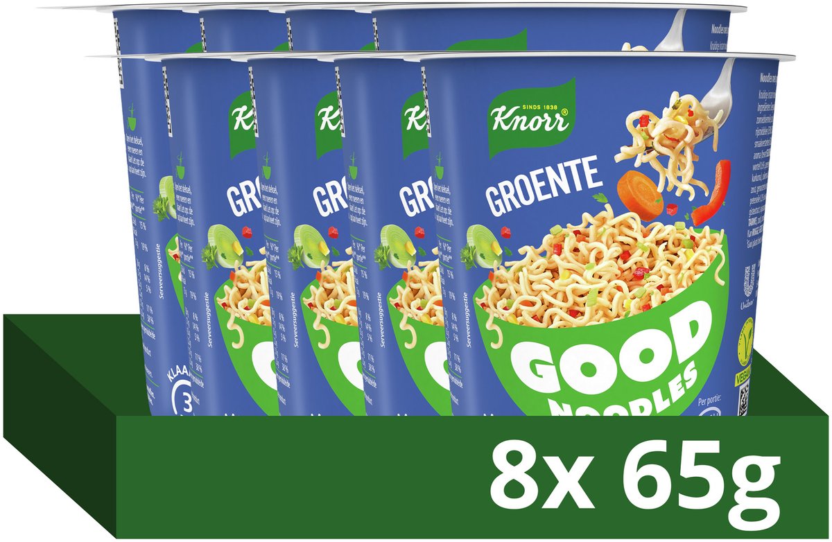 Knorr Good Noodles - Verdure - Pronti in 3 Minuti - 8 x 65 g