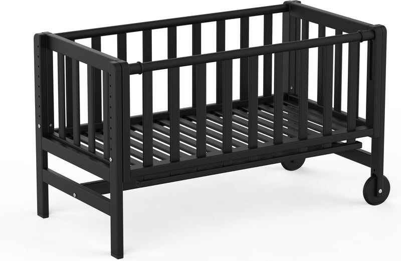 Geuther betty colecho, cama lateral, cuna - con ruedas - 45x90 cm - cuna hasta 9 kg - madera maciza de haya - negro