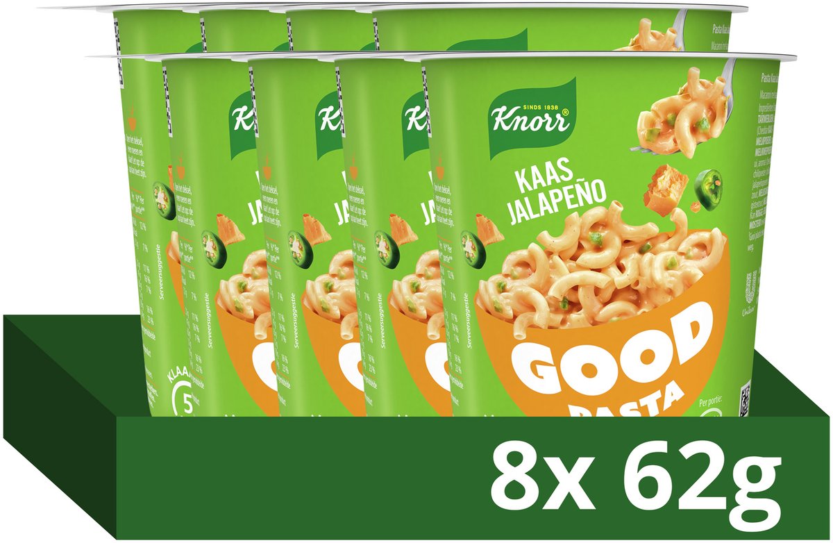 Knorr buona pasta - formaggio jalapeño - pronta in 5 minuti - 8 x 62 g