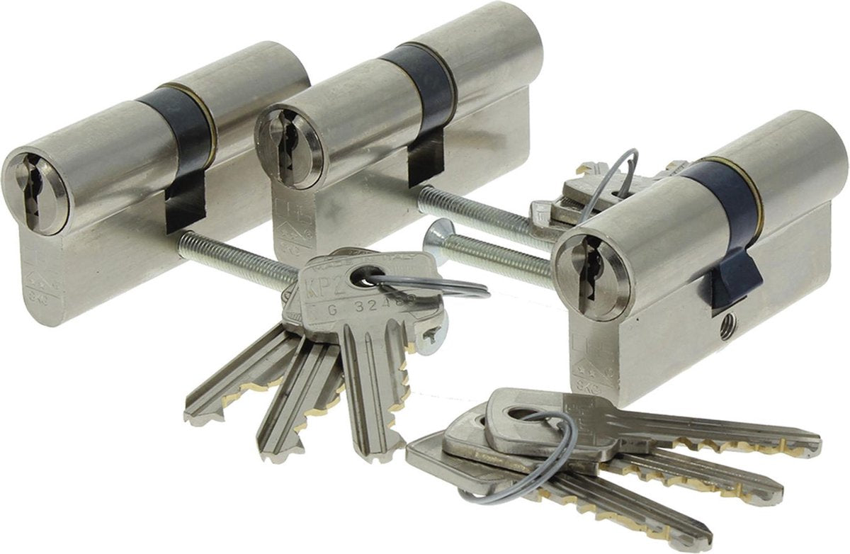 Starx profielcilinder vernikkeld 60mm gelijksluitend skg2