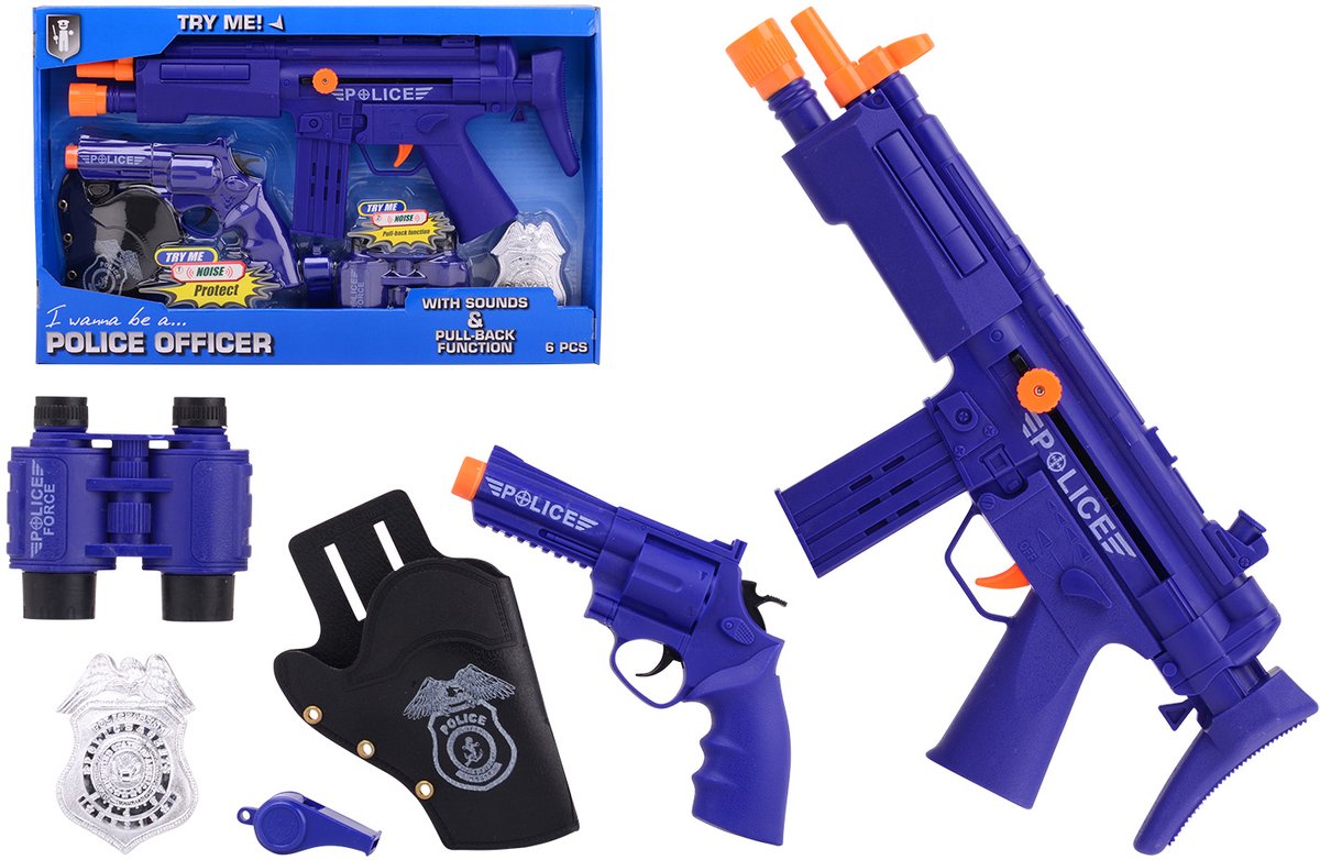 Set da gioco della polizia Johntoy deluxe con suono blu da 6 pezzi