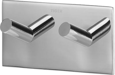 Tiger quadrato - porta asciugamano doppio - senza foratura - ganci porta asciugamano - nastro da 3 m - acciaio inox lucido
