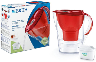 Brita - jarra con filtro de agua - marella cool - 2,4l - roja - incl. 1 cartucho de filtro maxtra pro todo en 1