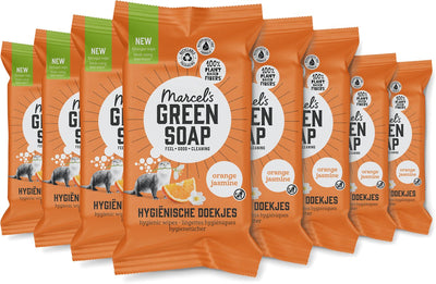 Marcel's green soap hygiënische schoonmaakdoekjes - sinaasappel jasmijn - 8 x 60 stuks