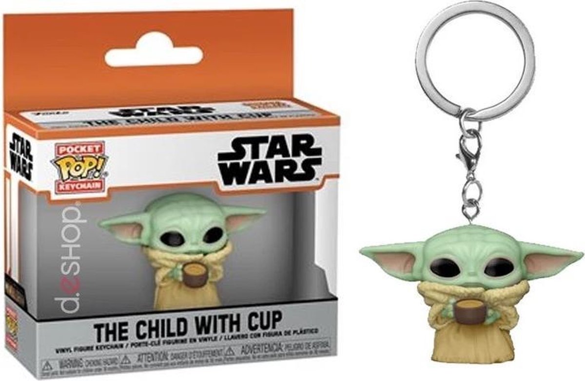 ¡Bolsillo de mercancía pop! llavero: star wars the mandalorian - el niño con taza funko