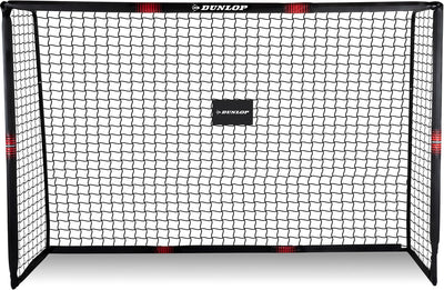 Porta da calcio Dunlop - Porta da calcio 240 x 160 x 85 cm - Porta da calcio grande - Giochi da esterno per bambini e adulti - Montaggio rapido - Porta da allenamento per calcio - Metallo - Nero Rosso