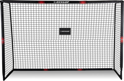 Porta da calcio Dunlop - Porta da calcio 300 x 200 x 120 cm - Porta da calcio grande - Giochi da esterno per bambini e adulti - Montaggio rapido - Porta da allenamento per calcio - Metallo - Nero Rosso