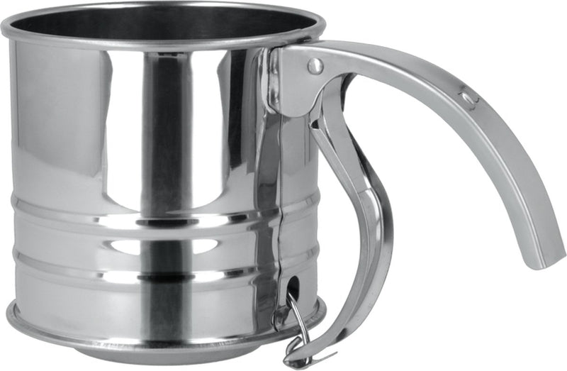 Metaltex - meelzeef - bloemzeef - poedersuiker - 225g inhoud - rvs - vaatwasserveilig - handvatklem