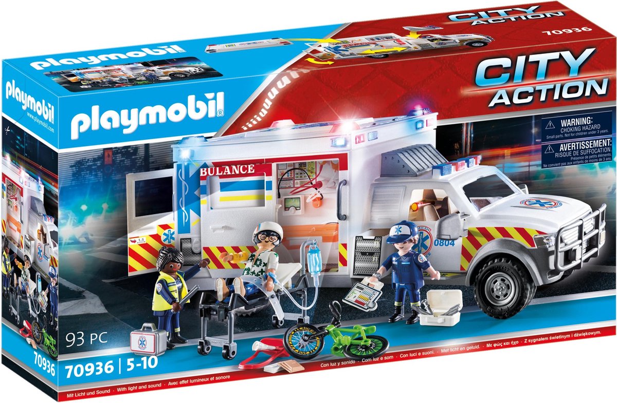 Playmobil city action reddingsvoertuig: us ambulance - 70936