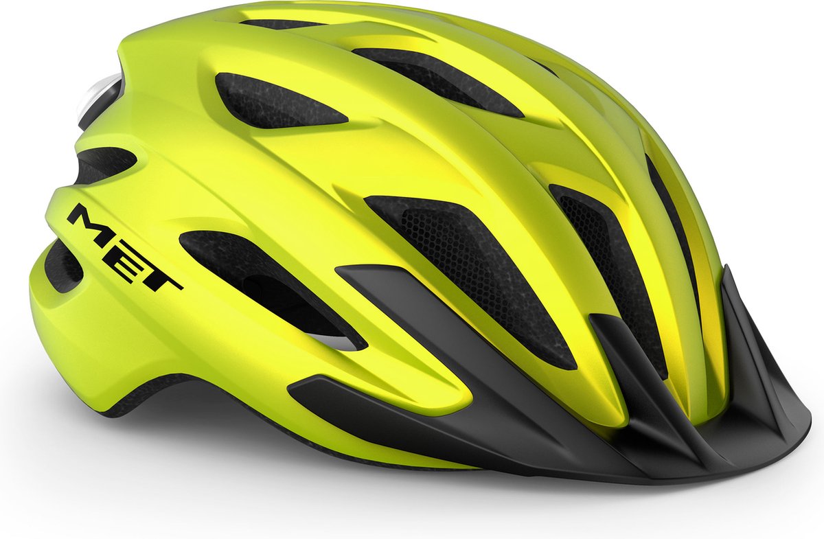 Met crossover fietshelm mannen vrouwen - stadsfietshelm volwassenen - maat m - lime yellow allic matt