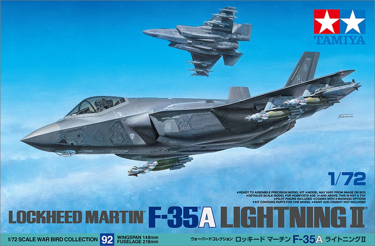 Kit de construcción modelo Tamiya vehículos militares - 60792 Lockheed Martin F-35a Lightning II plástico - 1:72 - Maqueta