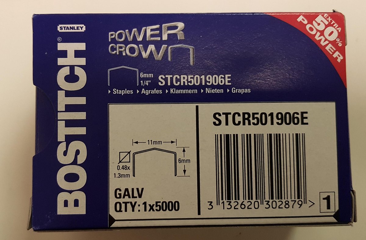 Bostitch nietjes stcr5019 | 6 mm | doos van 5.000 nietjes