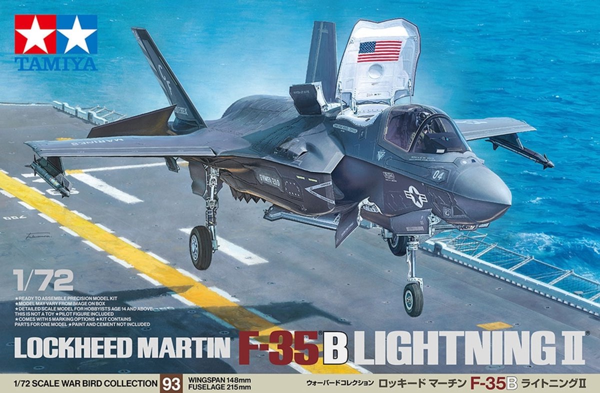 Tamiya model kit veicoli militari - 60793 Lockheed Martin F-35b Lightning ii - jet da combattimento in plastica - 1:72 - kit modello