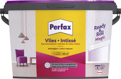 Colla per carta da parati magica in tessuto non tessuto Perfax ready roll 4,5 kg | Immagine a colori al 100% durante la posa della carta da parati | La colla magica per carta da parati in tessuto non tessuto si asciuga in modo trasparente