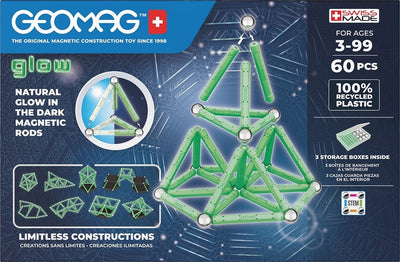 Geomag Classic Glow riciclato – set da costruzione magnetico luminoso – 60 pezzi – a partire da 3 anni
