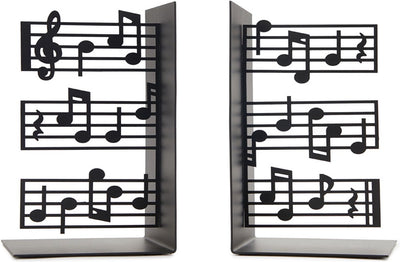 Balvi boekensteunen set muziek metaal zwart