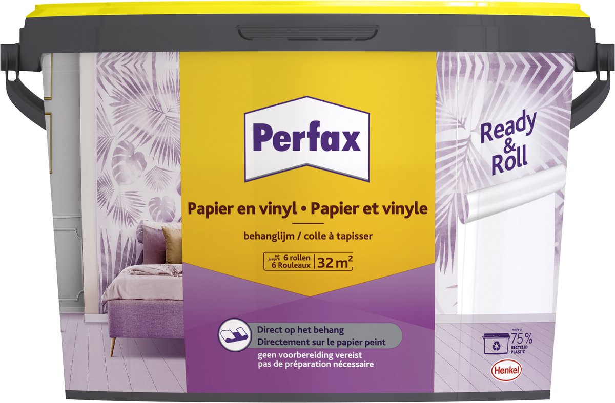 Perfax ready roll carta da parati adesiva carta vinilica 4,5 kg | tappezzare rapidamente e facilmente | per carta e vinile